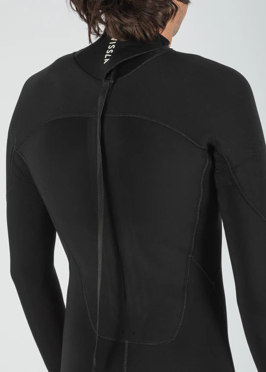 VISSLA ブラック フルスーツ ジッパー付き Vissla Mens Wetsuit New Seas 3/2 V-Zip Full Suit